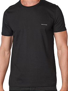 Calvin Klein Camiseta Manga Curta Masculina Logo Basico Peito Preto CKJM101  - Transwear