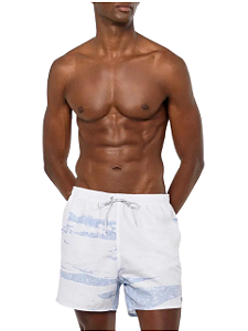 Calvin Klein Bermuda Swim Masc Texture Sand Branco SA298