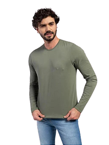 Docthos Camiseta Slim Manga Longa Tinturada 624256756 Verde Floresta