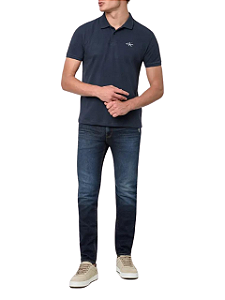 Calvin Klein Camisa Polo Masculina Basica Estampada Logo Reissue Marinho | Ckjm201