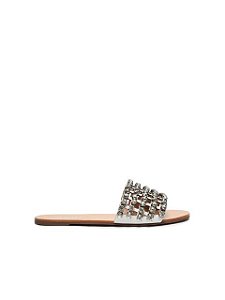 Schutz Flat Slide Glam Pedraria Prata S2027000550003