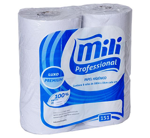 Papel Higiênico Luxo Premium  8 rolos 300x10 Mili Professional 151