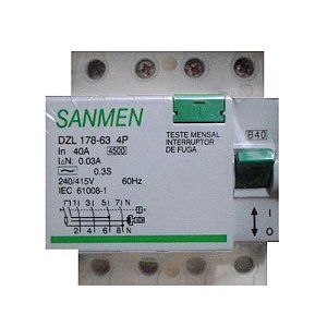 Interruptor Dr Diferencial 4P 25A 30Ma - Sanmen