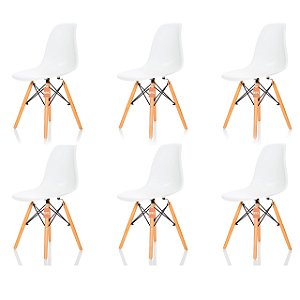 Conjunto 6 Cadeiras Charles Eames Eiffel DSW - Branca - BRS