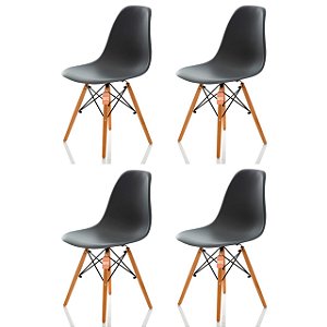 Conjunto 4 Cadeiras Charles Eames Eiffel DSW - Cinza Escuro - BRS