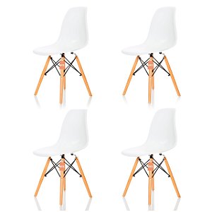 Conjunto 4 Cadeiras Charles Eames Eiffel DSW - Branca - BRS