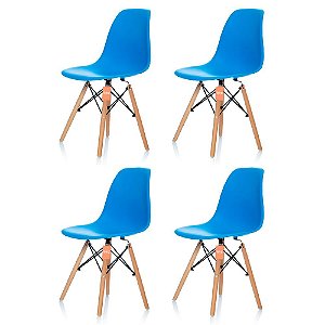 Conjunto 4 Cadeiras Charles Eames Eiffel DSW - Azul - BRS