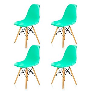 Conjunto 4 Cadeiras Charles Eames Eiffel DSW - Verde Tiffany - BRS
