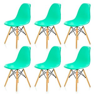 Conjunto 6 Cadeiras Charles Eames Eiffel DSW - Verde Tiffany - BRS