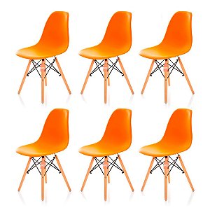 Conjunto 6 Cadeiras Charles Eames Eiffel DSW - Laranja - BRS