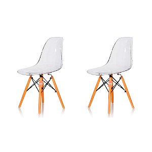 Conjunto 2 Cadeiras Charles Eames Eiffel DSW - Acrílica Transparente - BRS