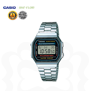 Relógio Casio Vintage Prata Caixa Tradicional A168WA-1WDF