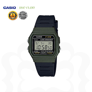 Relógio Casio Pulseira Borracha Caixa Verde F-91WM-3A