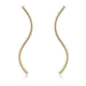Brinco Banhado Palito Fino em "S" Liso