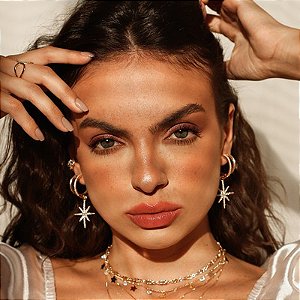 Brinco Argola Banhada com Estrela Mística Grande Zircônia