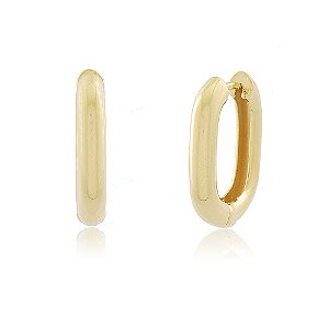 Brinco Argola Banhada Click Fio Tubo Quadrada