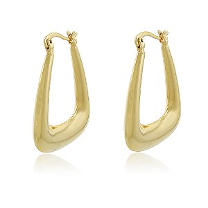 Brinco Argola Banhada Bojuda Fio Quadrado