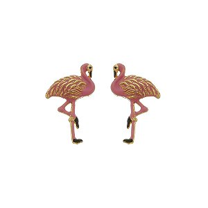 Brinco Banhado Flamingo Rose Resinado