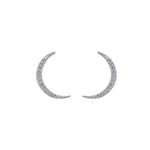 Brinco Prata 925 Lua Minguante com Zircônias