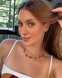 Colar Pedras Geométricas Coloridas