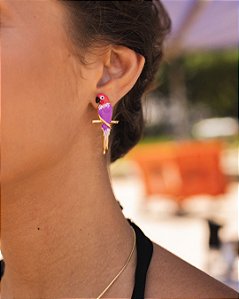 Brinco Arara Rosa Luar
