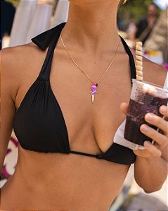 Colar Arara Rosa Luar