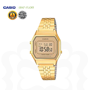 Relógio Casio Caixa e Pulseira Dourada Pequena LA680WGA-9DF