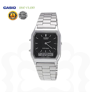 Relógio Casio Analógico Prata Fundo Preto AQ-230A-1DMQ