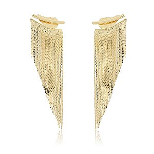 Brinco Banhado Ear Cuff com Franja