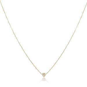 Colar Banhado Ponto de Luz de Zircônia em Forma de Coração