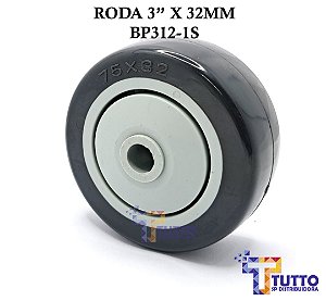 RODA TERMOPLÁSTICA 3"X32MM C/ ROLAMENTO DE ESFERAS - BP312S / R 312 BPE / 312 Cinza BPE
