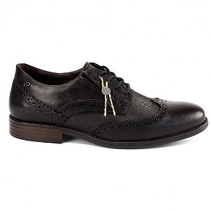 Sapato Oxford de Couro Masculino Textura Xadrez - Marrom