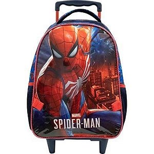 Mala Mochila Escolar Infantil com Rodas 16 Spider Man 9480 Homem Aranha
