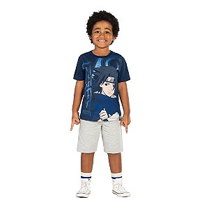 Camiseta Naruto Infantil Unissex Azul Brandili 35591-AZ