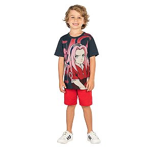 Camiseta Naruto Azul Marinho Infantil