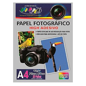 PACOTE DE PAPEL FOTOGRAFICO ADESIVO C/ 20