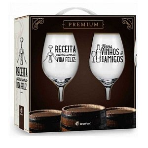 CONJUNTO TAÇA DE VINHO A RECEITA PARA UMA VIDA FELIZ...