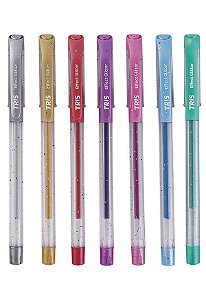 CANETA GEL GLITER DOURADA TRIS