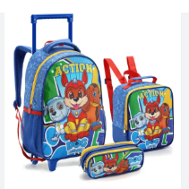 KIT MOCHILA DE RODINHAS COM LANCHEIRA E ESTOJO DOG HEROES