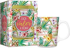 CANECA PORCELANA PREMIUM ABACAXI TROPICAL