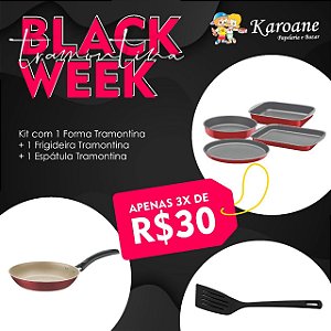 KIT BLACK TRAMONTINA FORMA+ ESPÁTULA+ FRIGIDEIRA 0,24CM