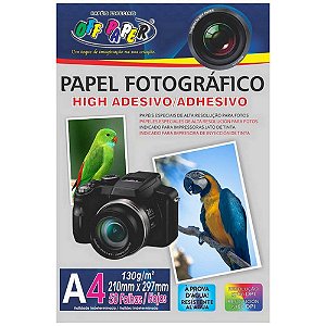 PAPEL FOTOGRÁFICO ADESIVO C/50 FOLHAS A4