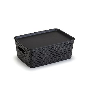 CAIXA ORGANIZADORA RATTAN PRETA 35L