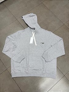 MOLETOM LACOSTE TEXT LOGO POPOVER HOODY GREY