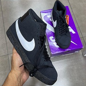 TÊNIS NIKE SB ZOOM BLAZER MID BLACK WHITE (COMPLETO)
