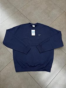 CREWNECK NIKE SOLO SWOOSH FLEECE THUNDER BLUE WHITE
