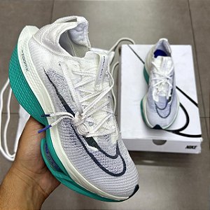 TÊNIS NIKE AIR ZOOM ALPHAFLY NEXT% 2 WHITE CLEAR JADE (COMPLETO)
