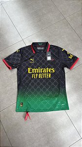 OFF-WHITE X PUMA CAMISETA AC MILAN TORCEDOR JERSEY BLACK POWER GREEN