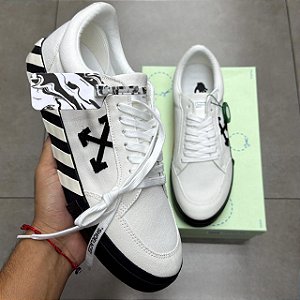 TÊNIS OFF-WHITE VULCANIZED LOW CANVAS WHITE BLACK (COMPLETO)