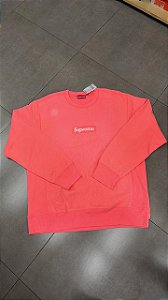 MOLETOM SUPREME BOX LOGO CREWNECK FLUORESCENT PINK